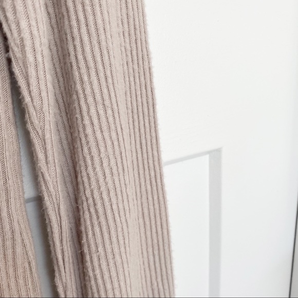 LNA Bardot Ribbed Long Sleeve Tee Choker Keyhole Cutout Neck Oat Beige Sz Small - Picture 10 of 11